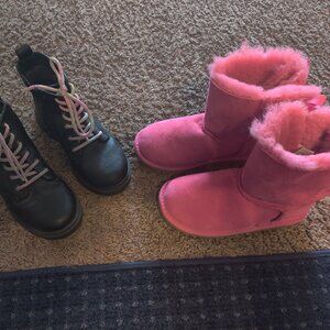 New Pink UGG Kids' Bailey Bow II Boots (1017394k) Size 1 + bonus girl boots